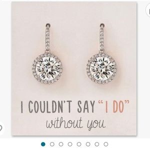 White Gold Cubic Zirconia Teardrop Earrings - Bridesmaid Gift - Silver